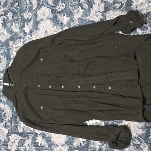 Mens Olive Green Button-Up Jacket